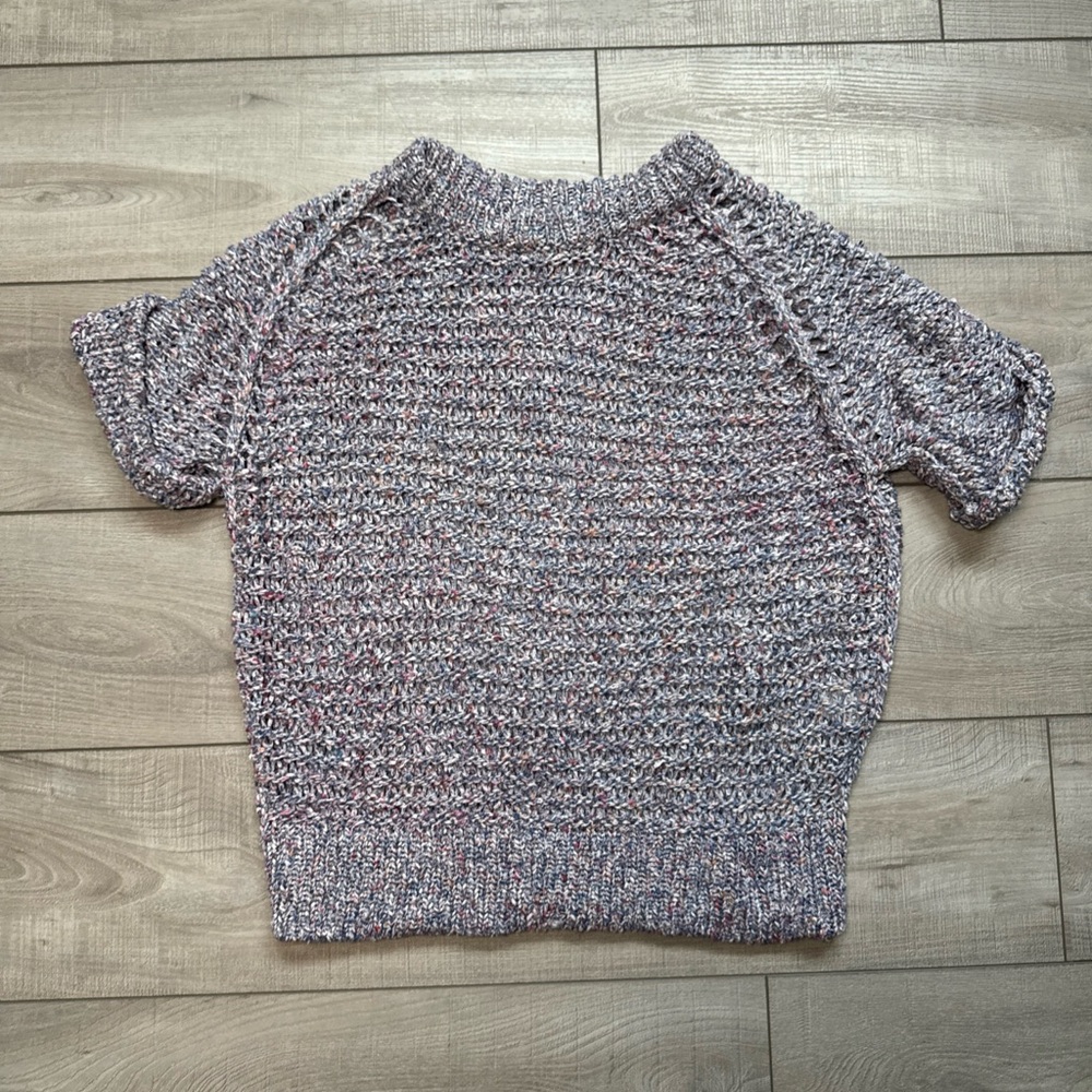 IRO Womens 2 Kima Sweater Confetti Short Sleeve Crewneck Open Knit Pullover‎